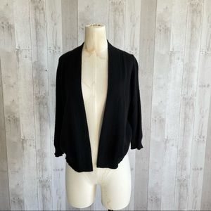 Charter Club Cashmere 3/4 sleeve open front cardigan black soft XS